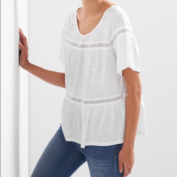 GAP Tops - GAP white lace flutter tee NWT